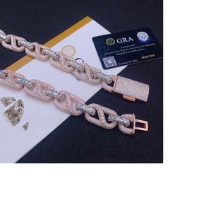 Chaîne cubaine en or rose sertie de diamants Moissanite VVS1 certifiés – Bijou Hip Hop tendance - Product Image 2