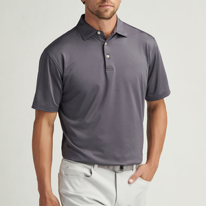 Camiseta Polo Premium Color Gris Carbón para Hombre 2026 |   Camiseta Deportiva de Poliéster que Absorbe la Humedad |   Tee de Golf Deportivo Personalizado con Logotipo al por Mayor - Product Image 1