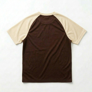 Men's <b>Raglan</b> Sleeve T-Shirt Brown Beige O-Neck Regular Fit Casual Knitted Solid Color Short Sleeve <b>Top</b> - Product Image 2