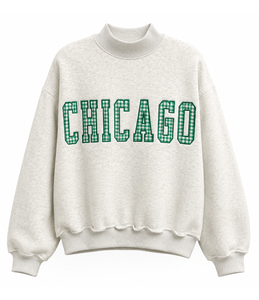 Sweat-shirt surdimensionné personnalisé pour femme, col montant, imprimé floral, broderie en relief, logo appliqué, pull décontracté - Product Image 1