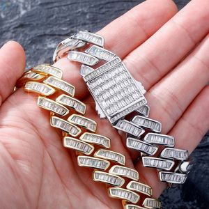 Pulsera de Lujo con Diamantes Cultivados en Laboratorio, Estilo Cubano, Totalmente Cubierta de Diamantes VVS1, Corte Baguette, Chapada en Oro, Pulsera Hip Hop Bling - Product Image 5