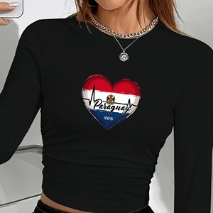 Camisa de manga larga con diseño de corazón y bandera de Paraguay para mujer - Product Image 2
