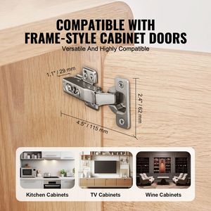 Set da 60 Cerniere per Ante di Armadi da Cucina, Apertura a 100 Gradi, Chiusura Morbida, Cerniere Nascoste per Mobili - Product Image 2