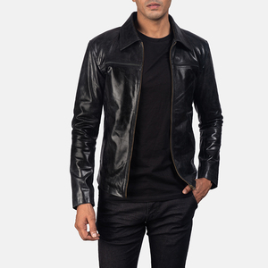 Men Genuine <b>Leather</b> <b>Jacket</b> Motorcycle Biker Style Zip Up Slim Fit Custom Logo <b>Winter</b> Outerwear OEM - Product Image 1