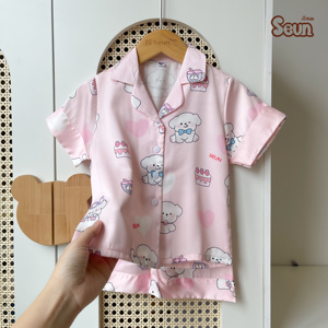 Ensemble de pyjamas pour enfants Seun style coréen, imprimé animaux, en coton doux, vêtements de nuit décontractés pour garçons et filles - Product Image 3