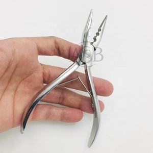 Alicates de tres agujeros de acero inoxidable con logotipo personalizado más vendidos, herramientas de extensión de pelo de nariz con aguja reutilizable a granel - Product Image 1