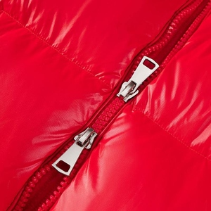 Veste d'hiver décontractée pour homme, rembourrée de duvet, coupe-vent, à capuche rouge, fermeture éclair, coupe régulière, couleur unie, coque en nylon - Product Image 5