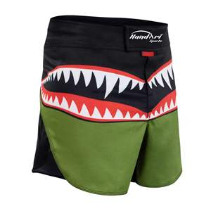 Shorts de sport MMA Handiri pour hommes, vert, noir, rouge, design dents de requin, séchage rapide, polyester, arts martiaux mixtes, shorts de combat - Product Image 5