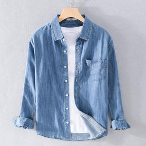 Camisas de Mezclilla de Algodón para Hombre de Primera Calidad, Estilo Vaquero, Ecológicas, Casuales, Ajustadas, Transpirables, Antiarrugas, Chaquetas de Mezclilla Personalizadas - Product Image 4