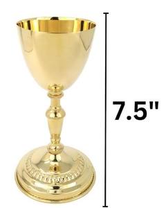 Bold Blossom Hot Selling Modern Design High Quality Gold-Plated Brass Chalice Goblet Religious Letterpress Printed <b>Communion</b> - Product Image 4