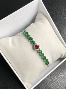 Women's Natural Green Topaz and <b>Garnet</b> Gemstone Charm <b>Bracelet</b> 925 Sterling Silver Adjustable Fashion Jewelry Party Gift - Product Image 3