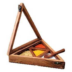 Fast Selling Exclusive Square Wooden Spice <b>Box</b> for Kitchen Home Decoration Durable Dishwasher Safe Namak Dani Dry Fruit Storage - Product Image 1