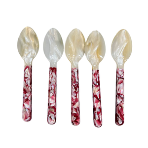 Deluxe Mother of Pearl Caviar Spoon Fish Flower Motif Long Thin Handle <b>Mirror</b> Polish Custom Engraved Logo Item Storage - Product Image 1