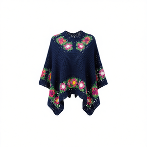 Poncho en crochet 100% coton avec motif floral, magnifique design floral - Product Image 2