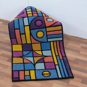 Tapis en laine tufté à la main, design géométrique abstrait chromatique 3D, art moderne coloré, tapis fait main pour salon - Product Image 2