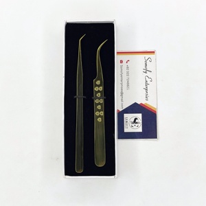 Pinzas para Pestañas Somofy Enterprises Profesionales, Duraderas, de Precisión, Chapadas en Oro, Curvadas, de Acero Inoxidable de 10 mm - Product Image 2