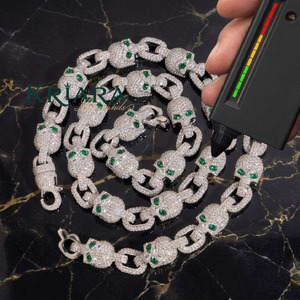 Collier chaîne à maillons tête de mort pour homme en argent S925 plaqué or rose 14 carats, serti de diamants de laboratoire, bijou hip-hop tendance - Product Image 3