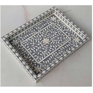 Nouvelle Arrivée Plateau de Service Artisanal en Os Incrusté – Plateau en Os Incrusté pour le Petit-Déjeuner, le Thé et le Café – Service Élégant et Pratique - Product Image 4