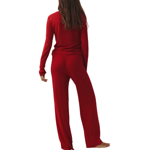 Ensemble de pyjama pour femmes en coton jacquard tissé, respirant, séchage rapide, manches longues, été, automne, printemps - Product Image 4