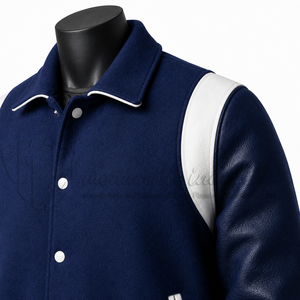 Chaqueta Letterman Azul, Cuerpo de Lana, Cuello Alto, Resistente al Viento, Transpirable, Ecológica, Unisex, Invierno, Proveedor de Logotipos Personalizados - Product Image 6