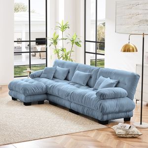 Divano Modulare a L di Lusso Oversize con Seduta Profonda e Pouf Convertibile per Soggiorno - Product Image 2