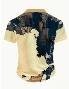 Camisa Polo Informal para Hombre, con Estampado de Parches, Manga Corta, Cuello con Botones, Transpirable, Tejido de Poliéster, Corte Regular - Product Image 2