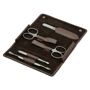 Professional 5-Piece Manicure Kit Stainless Steel Nail Scissor Clipper <b>File</b> Pusher Portable Classic Style Bag Packaging - Product Image 1