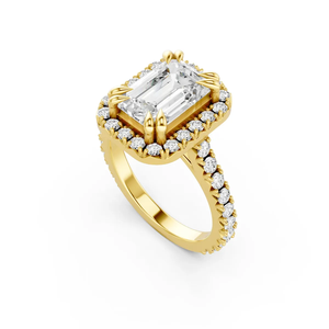 Anillo de Compromiso con Halo de Diamantes Cultivados en Laboratorio con Corte Esmeralda, Certificado IGI, Oro Amarillo de 10K, Anillo de Lujo para Novia y Boda para Mujer - Product Image 5