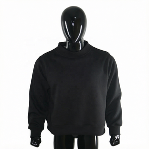 Sweat-shirt décontracté en maille pour femme, qualité supérieure, polyester/coton, coupe oversize, col montant, manches longues, logo frontal - Product Image 1