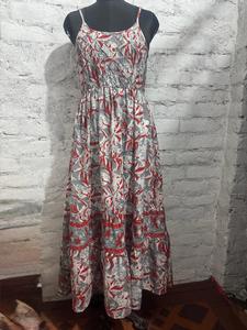 Vestido maxi de algodón estampado para mujer, sin mangas, con tirantes finos, corte en A, estilo flare, para verano, vacaciones, playa, transpirable, 100% algodón - Product Image 3