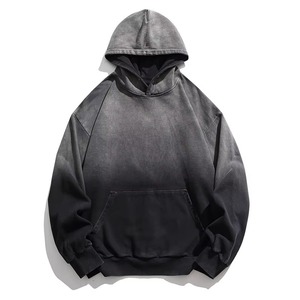 Sudadera con Capucha de Alta Calidad del Fabricante, Personalizada, con Degradado Morado, Hombros Caídos, Estilo Corto, Oversize, con Efecto Desgastado y Lavado Ácido - Product Image 5