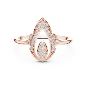 Anillo con Forma de Marquesa en Oro Blanco de 18K con Engaste Pavé Calado, Anillo de Diseño Moderno para Mujer - Product Image 5