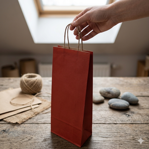 Sac de shopping en papier kraft bleu marine classique écologique avec poignées torsadées, impression offset, sacs cadeaux recyclables - Product Image 5