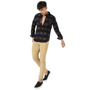 Camisetas de algodón estilo polo ajustadas para hombre, franela de manga larga con cuello de botón multicolor, nuevo diseño, patrón de impresión para - Product Image 1