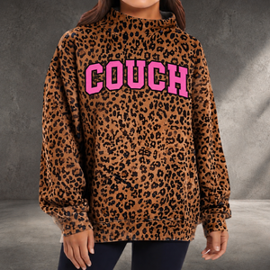 New Arrivals Women's Quick Dry Mockneck <b>Sweatshirt</b> with Custom Embroidery Applique Letters Regular Fit <b>Leopard</b> <b>Print</b> Mock Neck - Product Image 6