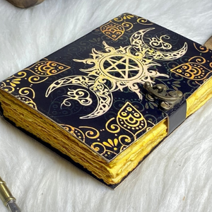 Diario de Cuero Genuino Pentagrama, Hecho a Mano, Clásico, Religioso, Antiguo Libro de Sombras, Grimorio Oculto con Papel de Borde Rústico - Product Image 6