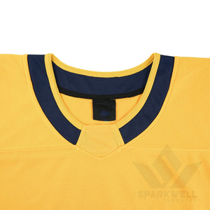 Camiseta de Hockey sobre Hielo Amarillo Marino, Unisex, Cuello Redondo, Manga Larga, Malla Sublimada, Absorbe la Humedad, Ropa Deportiva para Adultos - Product Image 4
