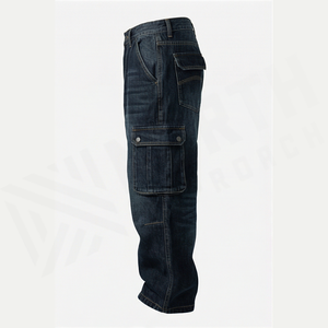 Men's Dark Wash Denim Straight-leg Jeans High Waist Regular Fit Cotton Solid Woven Utility Style Autumn <b>Winter</b> Summer Casual - Product Image 3