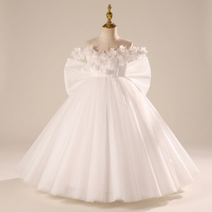 Nueva Colección Florenza, Vestido de Niña para Damas de Honor, Color Marfil, con Lazo Floral 3D, Vestido de Princesa para Fiesta de Bodas, Fabricante OEM ODM - Product Image 1