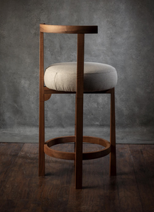 Chaise de bar en bois massif 100% naturel, tabouret haut, structure en bois, assise en mousse 100% authentique, meubles de bar sur mesure - Product Image 5