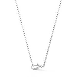 Diamond Charm Holder Necklace Loop Hook Clasp Wholesale 14K 18K Solid Gold 18 Inch Layering Link Pendant Keeper Chain For Women - Product Image 5