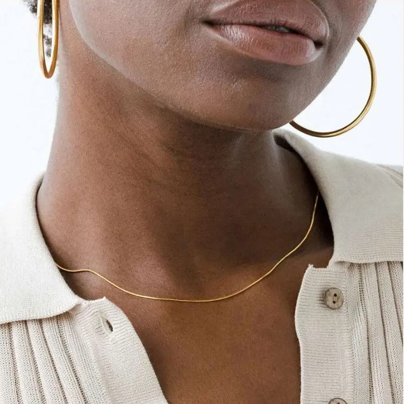 Acessórios femininos joias permanentes banhados a ouro muito fino osso de cobra gargantilha colar joias de aço inoxidável atacado