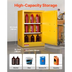 Armadio per Stoccaggio Materiali Infiammabili 23,2 X 18,1 X 35,4 Pollici, 13 Galloni, Ripiani Regolabili, in Lamiera Zincata a Freddo per Magazzino - Product Image 3