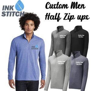2025 hommes conception personnalisée 1/4 pull zippé ST407 avec votre propre texte Logo Posicharge Tri mélange polos promotionnels - Product Image 4