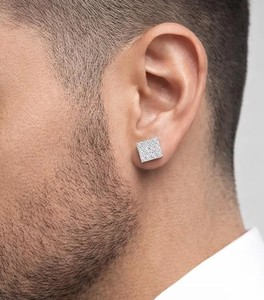 2026 New Hip Hop Jewelry Men's Moissanite <b>Earrings</b> Pass Diamond Tester <b>Solid</b> 925 <b>Silver</b> Iced Out Moissanite Screw Back <b>Earrings</b> - Product Image 2