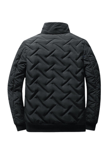 Chaqueta Acolchada Negra con Textura Geométrica Personalizada para Hombre, Cuello Alto, Abrigo de Invierno Cálido, Parka Delgada, Ropa Exterior, Fabricante Mayorista - Product Image 2