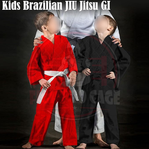 Uniforme d'entraînement d'arts martiaux en mélange de coton, de bonne qualité, professionnel, robuste, de couleur rouge unie, confortable, pour enfants - Product Image 5