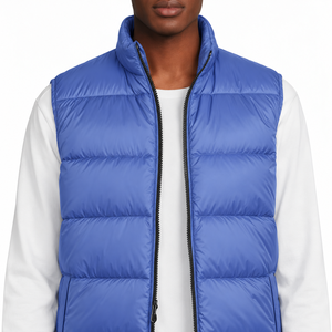 <b>Men's</b> Black and blue Stand Collar Puffer <b>Vest</b> Lightweight Down Zip Up Windproof Winter <b>Waistcoat</b> - Product Image 4