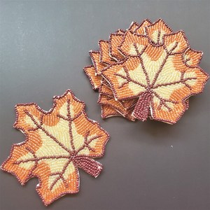 Handmade Beaded Maple Leaf Drinking Straws Luxury Eco-Friendly Portable Washable Reusable Fabric <b>Bar</b> <b>Mats</b> Classic Autumn Design - Product Image 5