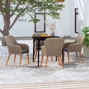 Conjunto de Comedor de Jardín de Ratán para 4 Personas, Muebles de Exterior con Cojines, Diseño Contemporáneo para Entretenimiento en el Jardín - Product Image 3